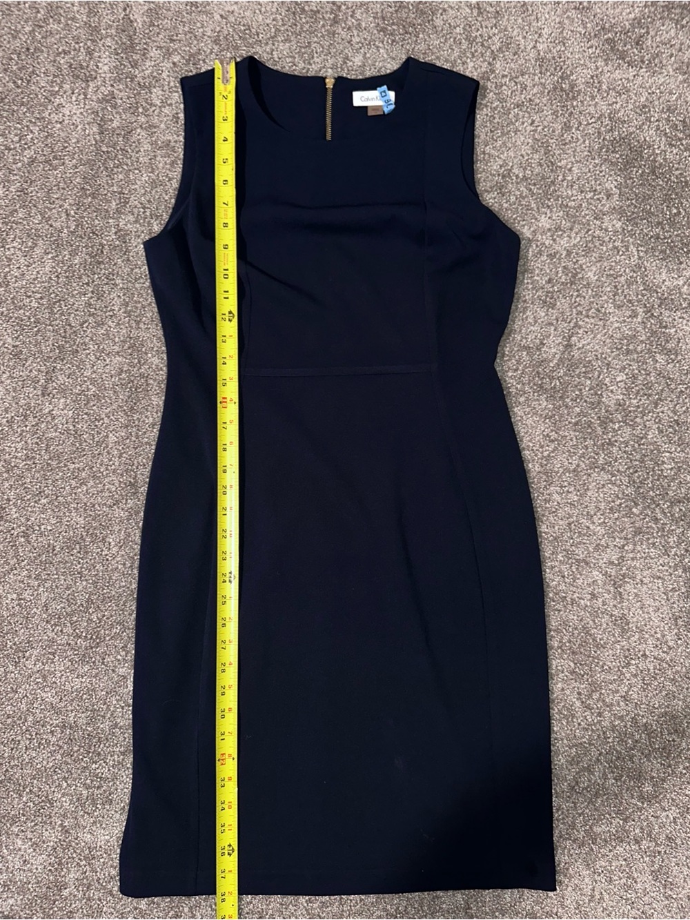Calvin Klein Navy Blue Scuba Crepe Sheath Dress, Size 10 - Picture 7 of 10